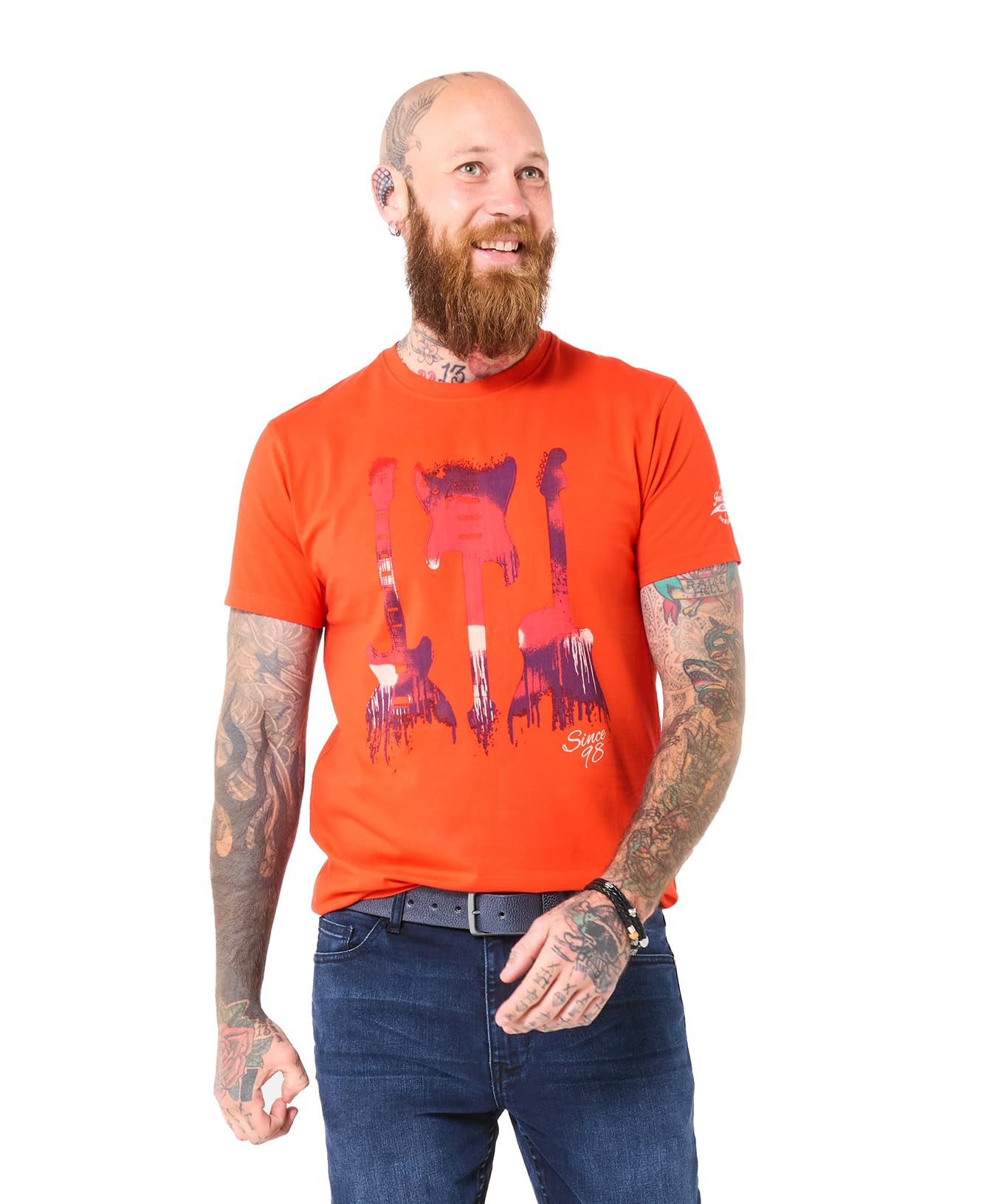 Joe Browns Male Men’s Triple Guitar Graphic T-Shirt, Regular, Orange, UK S