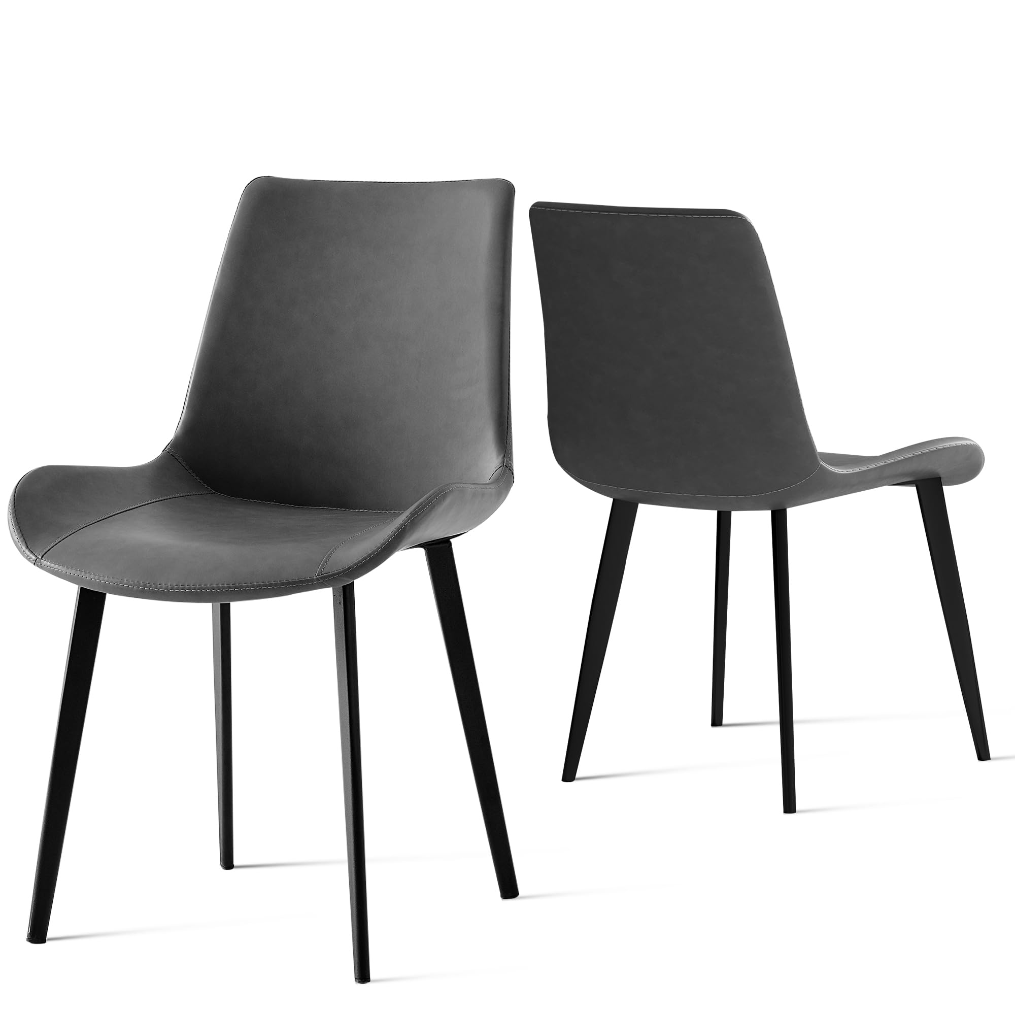 Senfalt Dining Chairs Set of 2, Modern PU Leather Upholstered Dinner Chairs with Sturdy Metal Legs and Comfort Backrest, Armless Accent Side Chairs