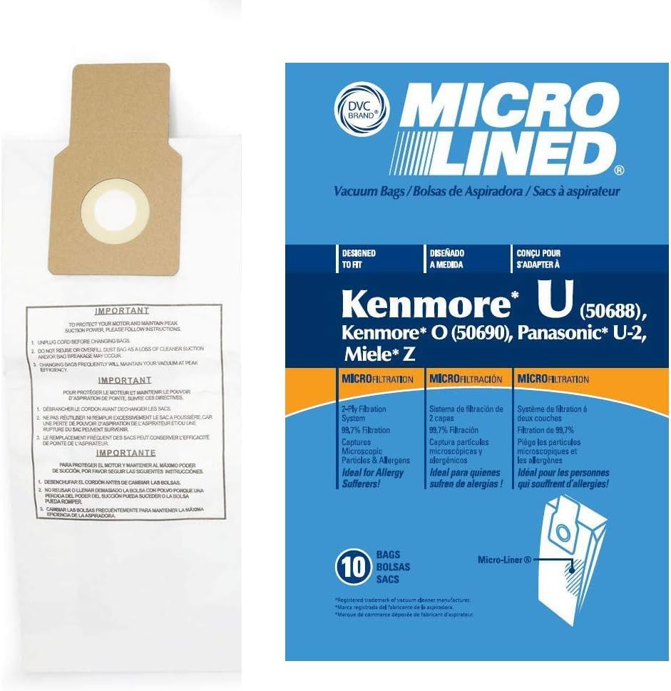 Upright Bags Kenmore 50105 8 Pack Upright Vacuum Bags For U/L/O Style