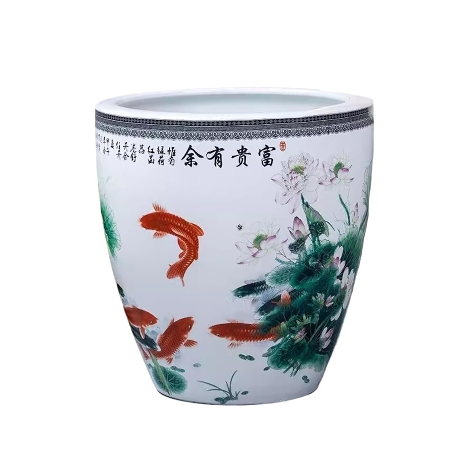 Mały Vintage Ceramic Fish Tank Hydroponiczny Lotos Wodny Kwiat Lilia Doniczka Zbiornik Na Wodę Zewnętrzny Patio Salon Dekoracja Złota rybka(Mały)