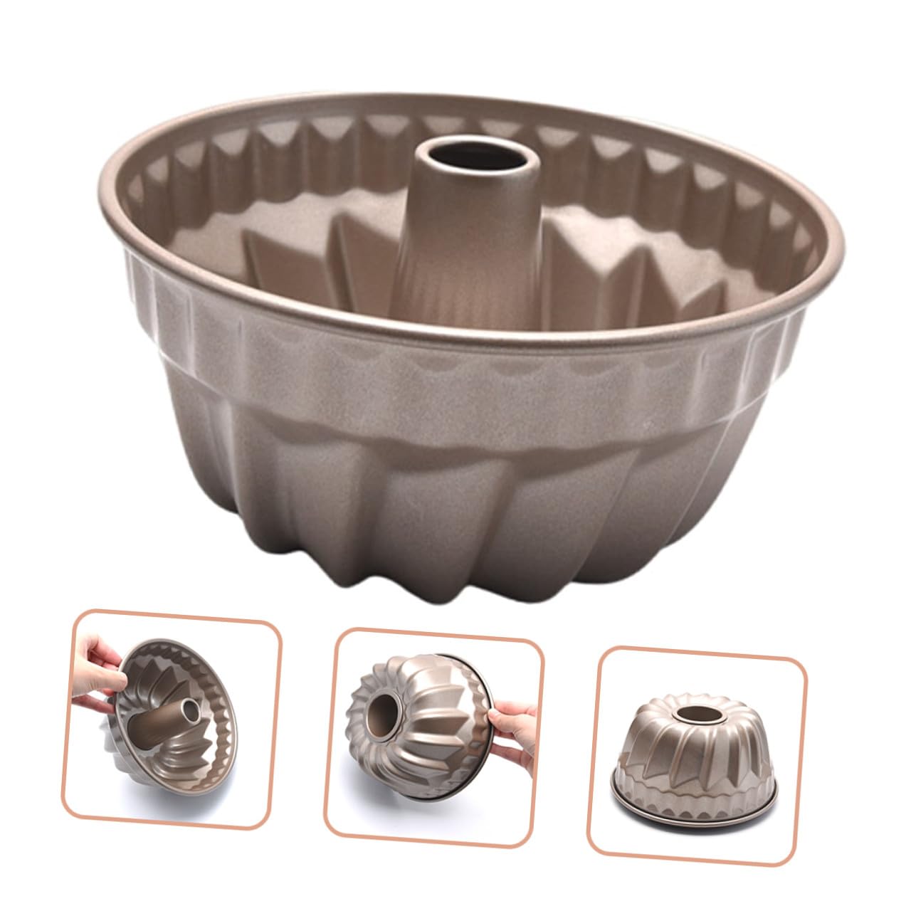 VICASKY Stampo Muffin 7 Pollici in Acciaio al Carbonio Oro Antiaderente
