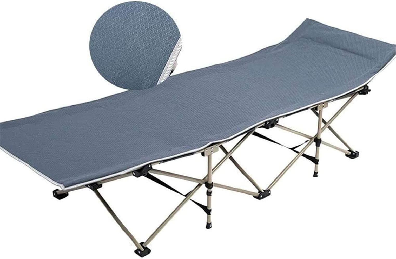 Chaise pliante et lit de camping portable inclinable gris avec sac de transport pratique