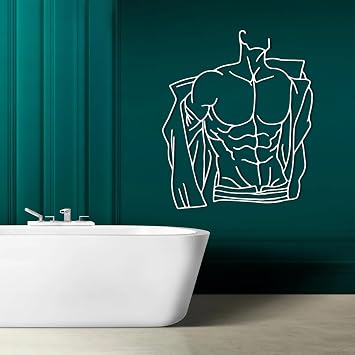 YDONVTI Naked Men Metal Wall Art, Muscle Man Body Metal Wall Art, Line Art Wall Mount, Minimalist Abstract Room Sculpture, Bathroom Bedroom Living Room White, 43"x36"/110x93cm