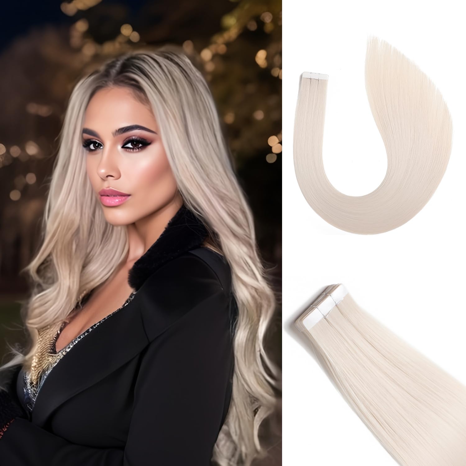 Tape in Hair Extensions 20 Inch, 10pcs/pack, Premium Synthetic Fiber, Invisible Tape Hair Extensions, Easy to Apply, Heat Resistant, Natural Look,