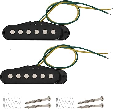 2Pcs Yootones Electric Guitar Single Coil Sound Pickup Audio Transducer Compatible with ST Guitar Replacement Part Black
