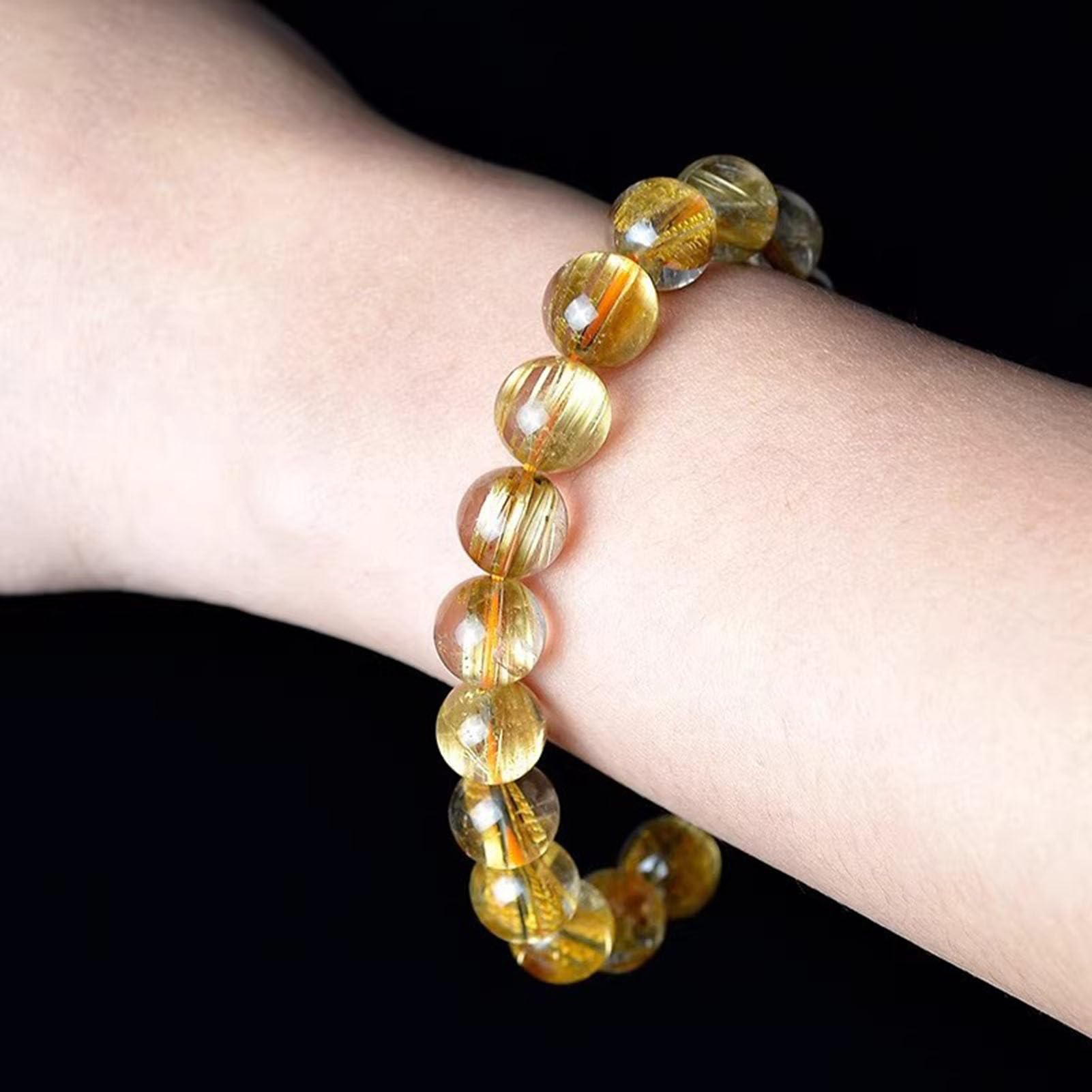 Bracciale con perline Chakra e cristalli di pietre preziose. Bracciale | Braccialetti rutilati dorati fatti a mano per la meditazione Yoga, energia spirituale e positiva di cristallo chiaro