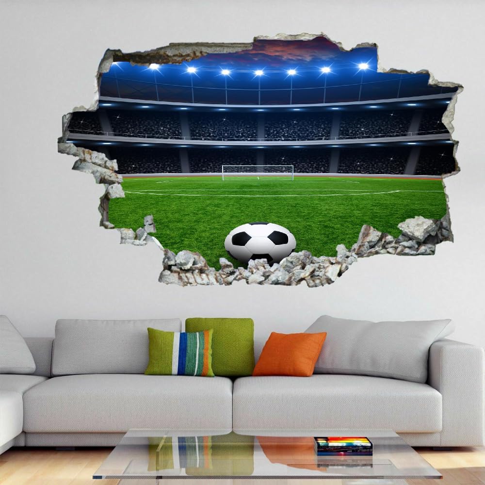 3D Wall Sticker Room Decor Camera Da Letto Decal Campo Da Calcio Tatuaggio Murale Rimovibile Per Bambini E Bambine Gli Sport Adesivo Decorativo Per Decorazioni Per La Casa Adesivi Murali