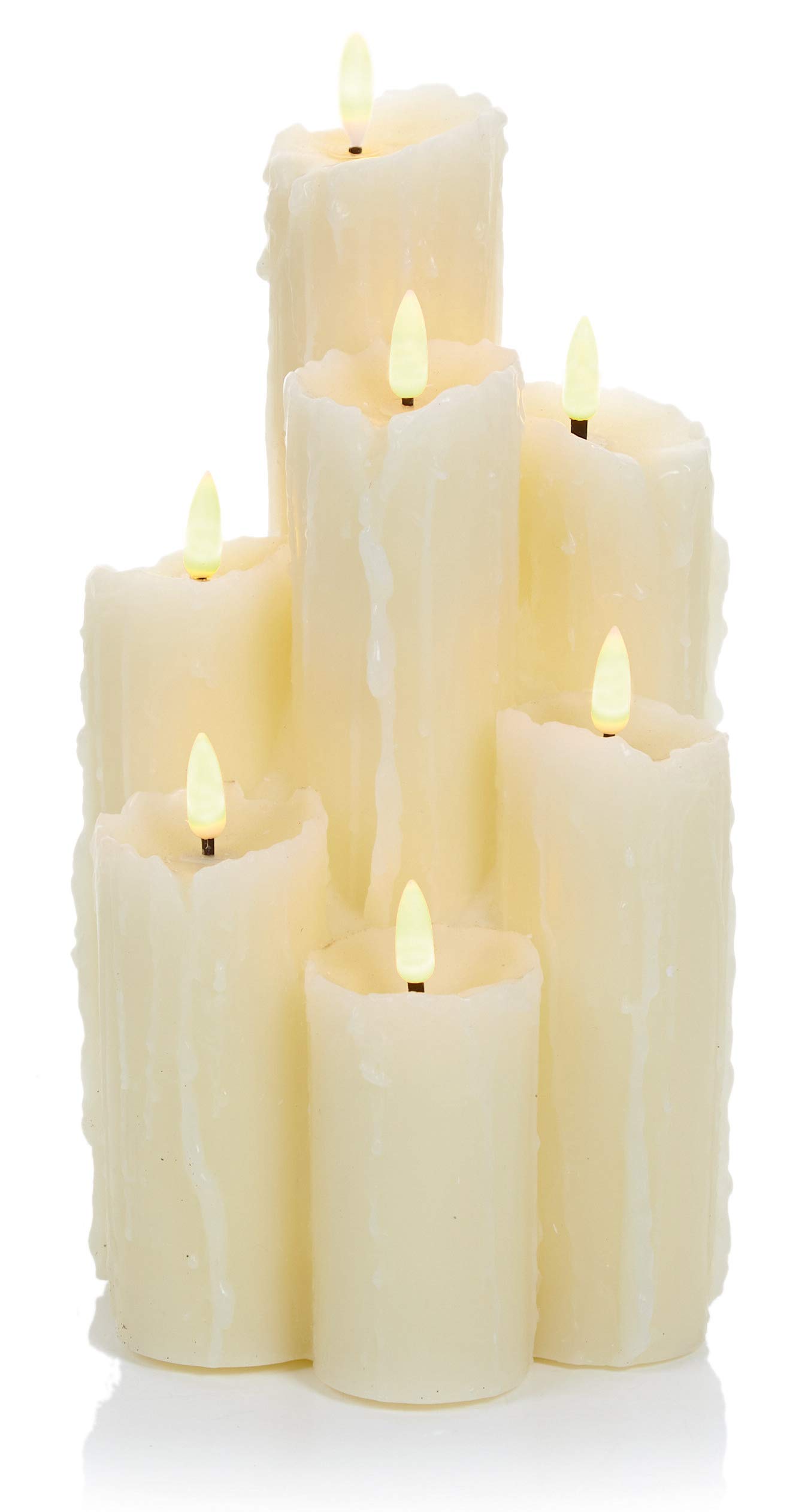 Premier Battery Operated Melted Flickabright Led Wax Candles, Set Of 7