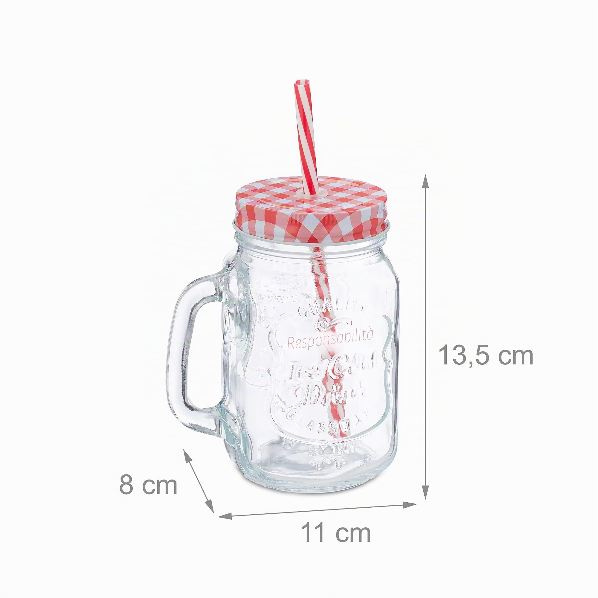 Relaxdays Set 12 Tazze con Cannuccia e Coperchio, tè Freddo, Bevande, Limonate, per Party, con Manico, 500 ml, Colorato