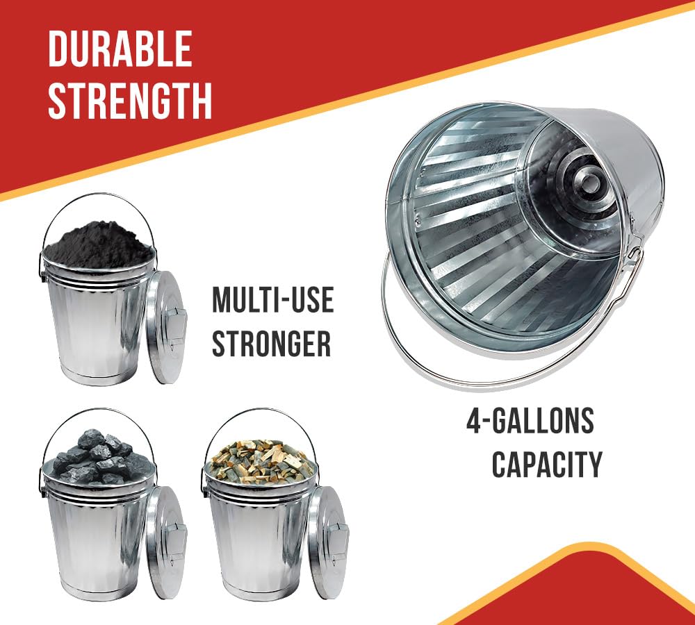 Mytee Products Verzinkter Mülleimer mit Deckel, ideal für Anhänger, Stahlmontage, kleiner Außen-Mülleimer für Zuhause, Büro, Bad, Küche, feuerfest und hitzebeständig, 2 Stück