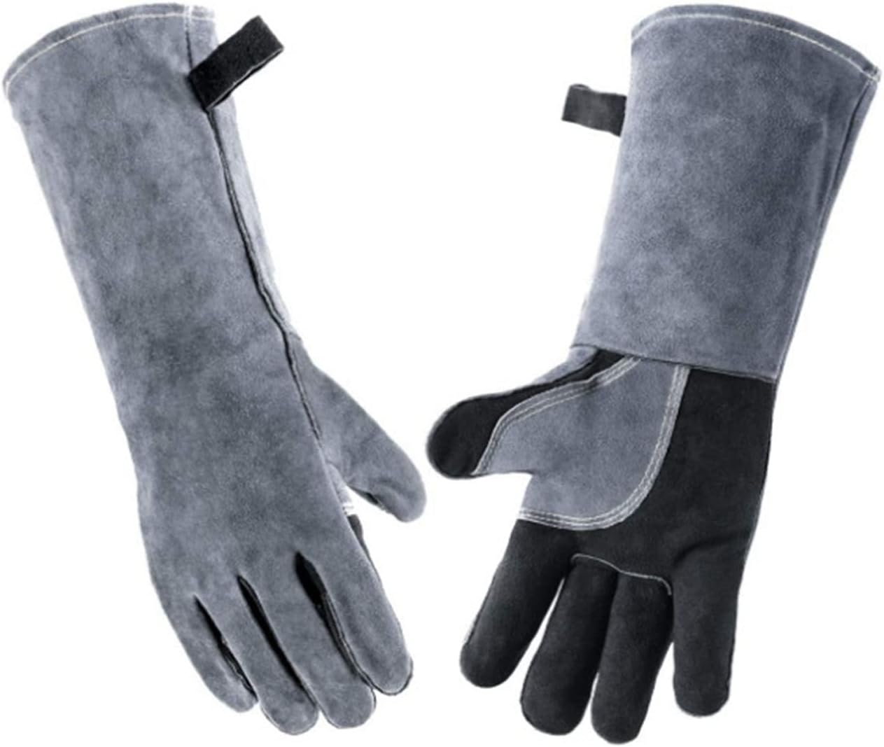 1 Pair Forge Welding Gloves High Temperature Resistant Cowhide BBQ Gloves Forge Welding Glove (14 Inch)
