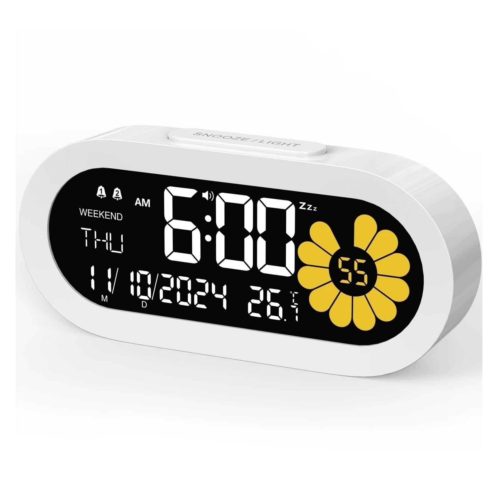 POAHNCU Alarm Clock, Multifunctional Digital Alarm Clock - Large Display with Snooze Design Desk,for Heavy Sleeper