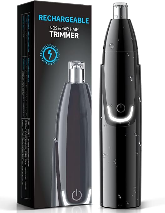 ZORAMI Rechargeable Ear and Nose Hair Trimmer - 2025 Professional Painless Eyebrow & Facial Hair Trimmer for Men Women, Powerful Motor and Dual-Edge Blades for Smoother Cutting Black
