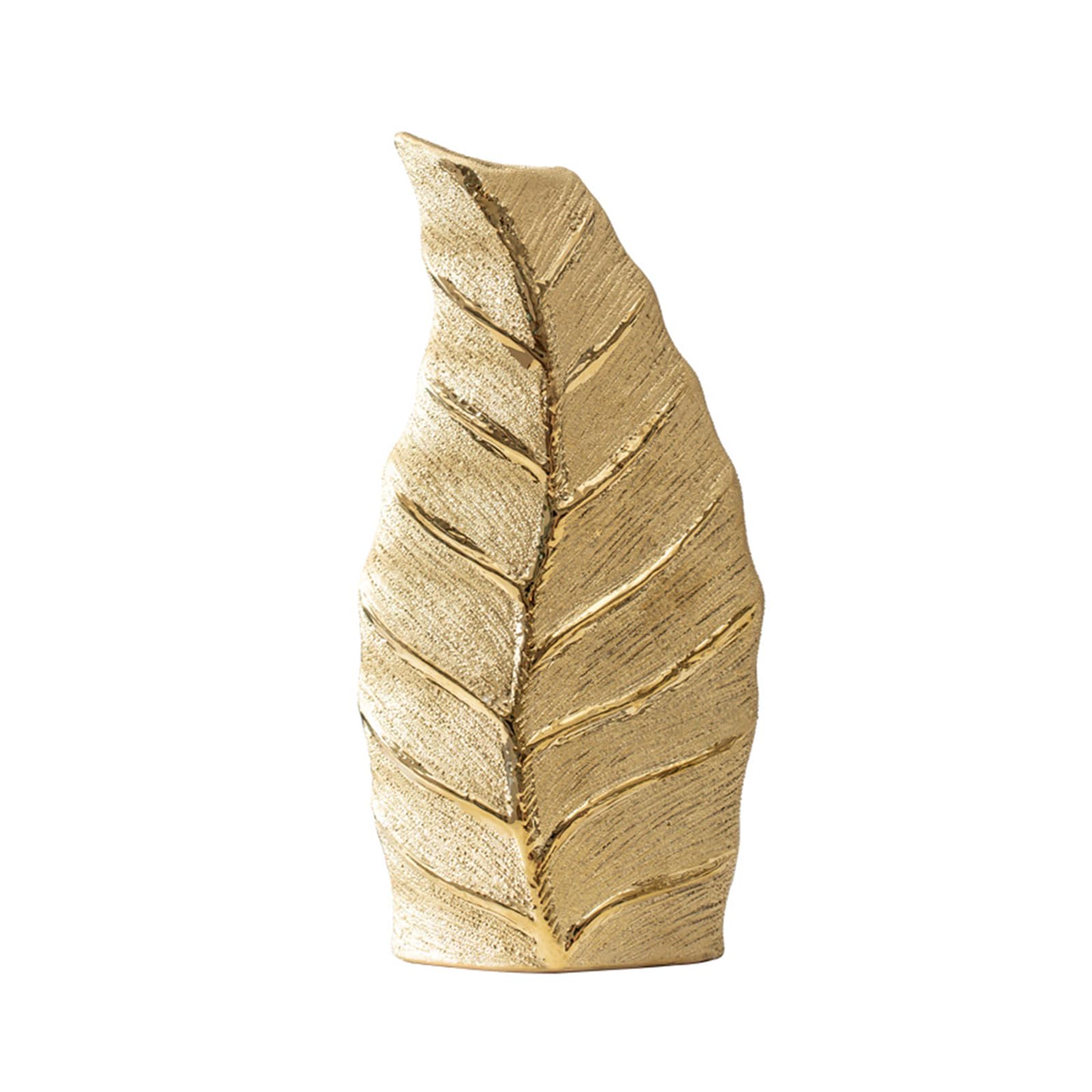 Pffiocix Ceramic Vases with European Golden Leaves, Elegant Container for Bedroom Shelf Decoration European Vases