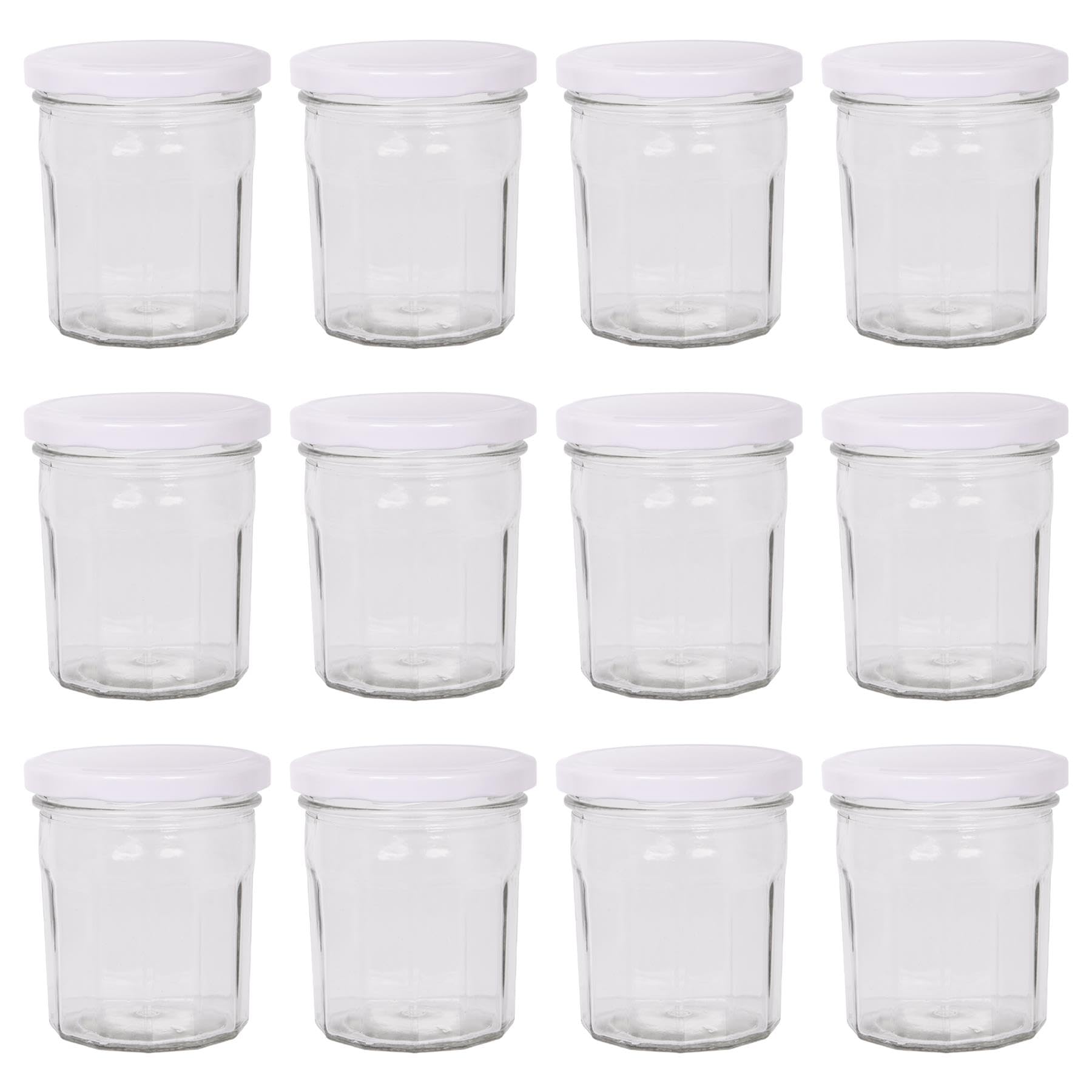 Argon Tableware 250Ml Glass Jam Jars With Airtight White LidsSet Of 12 Empty Screw Top Kitchen Storage Preserving Jar from B&Q