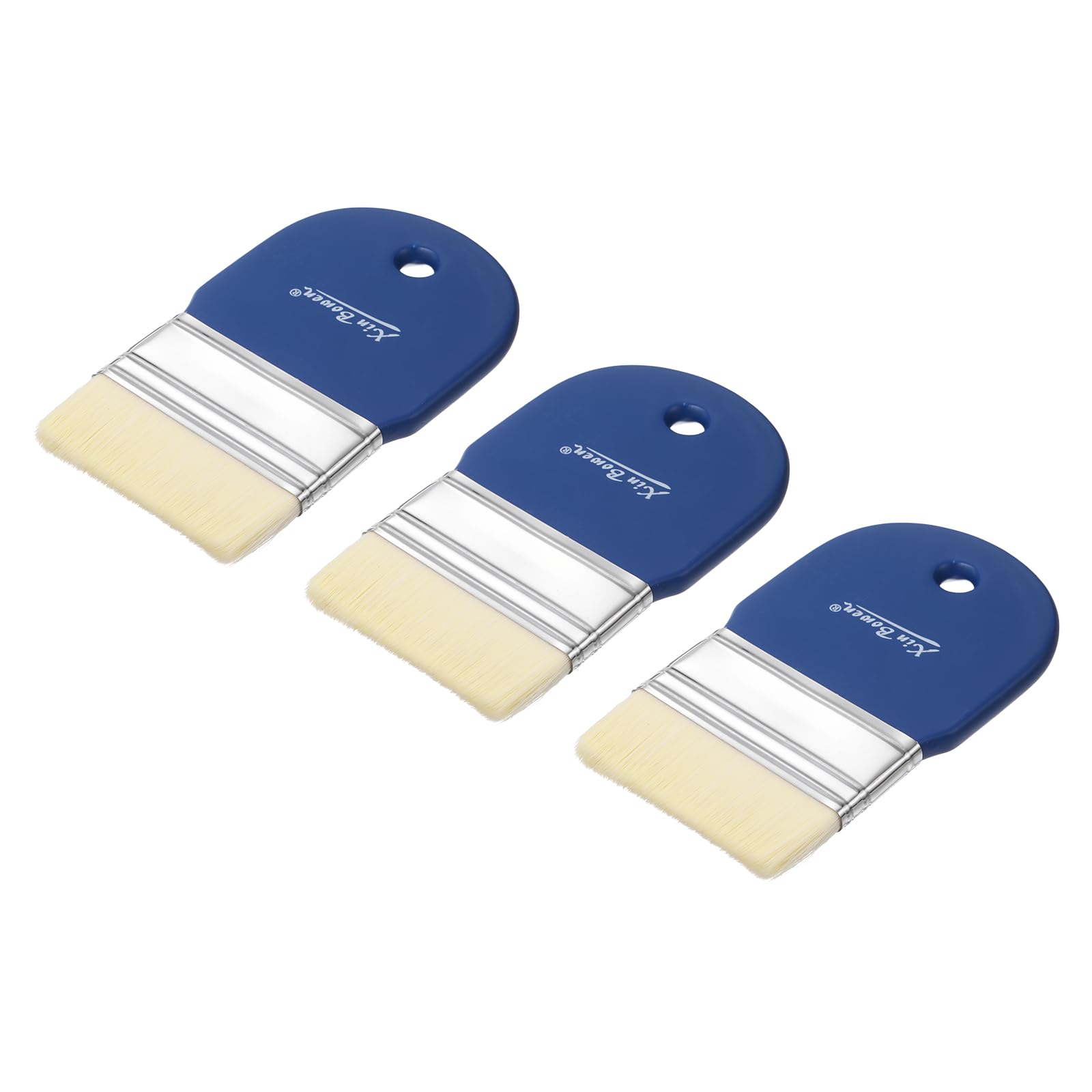 Pinceaux plats de 7,6 cm en nylon et manche bois pour acrylique et huile Lot de 3