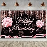 rosen dekoration hochzeit Geburtstag Party Element: entworfen Geburtstag Party Kulisse mit Rose und Gold Elemente, Rose Golden Ballons Feuerwerk und Glitter Bokeh Pailletten Punkte Hintergrund Banner, mit Happy Birthday Zeichen Poster Banner, Ihre Geburtstagsfeier wird ein beeindruckendes Ereignis unvergessliches Jubiläum Party Geschenk