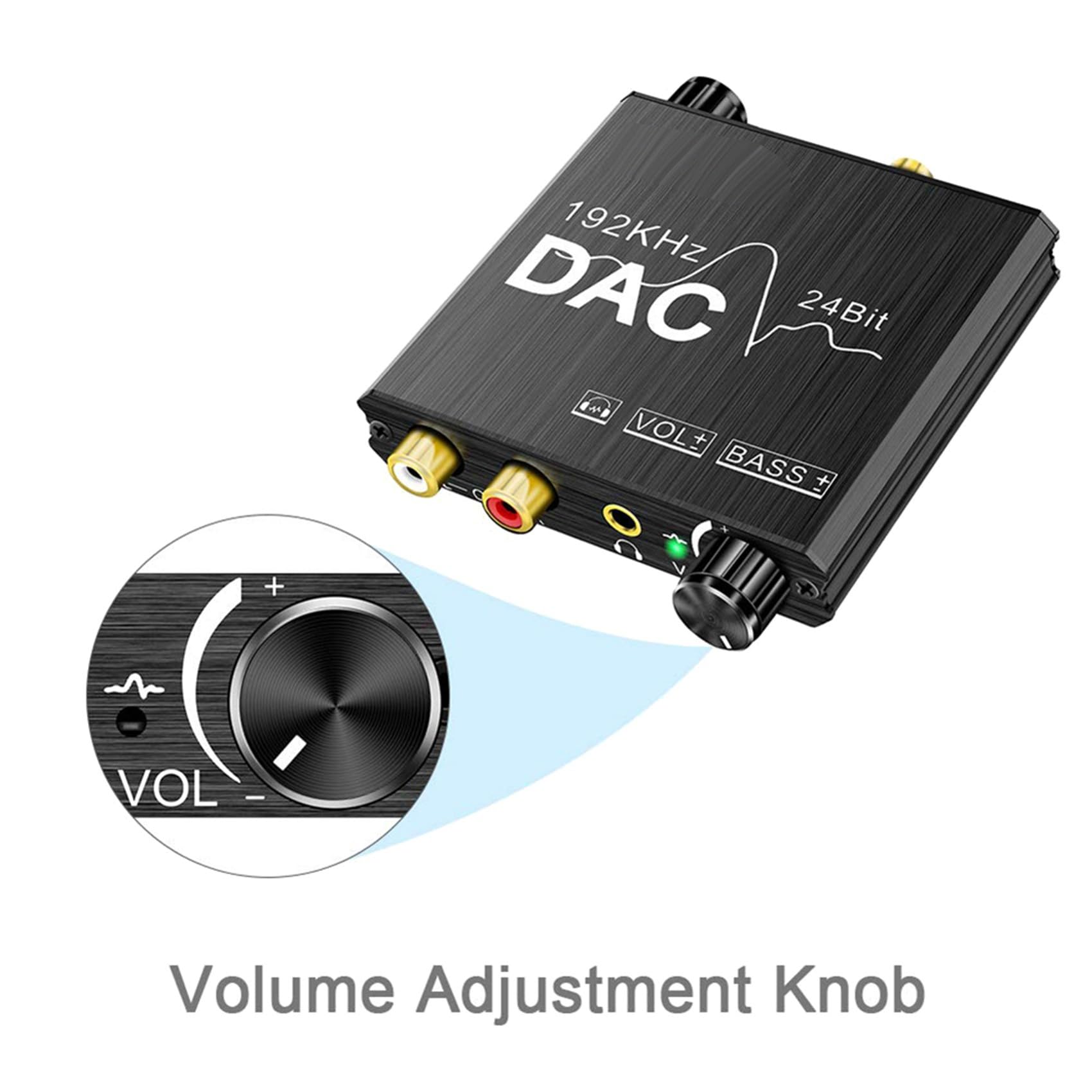 6X Convertitore Audio da Digitale Ad Analogico da 192 KHz con Regolazione dei e del Volume, Stereo Digitale SPDIF/Ottico/da Coassiale Ad Analogico