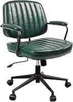 Vista 7 de Artswish Mid Century Office Desk Chair - Green Leather Home Office Chair with Wheels and Arms