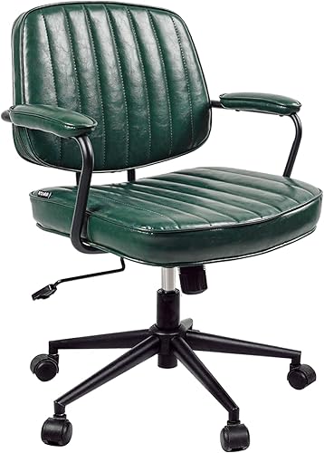 Miniatura 7 de Artswish Mid Century Office Desk Chair - Green Leather Home Office Chair with Wheels and Arms