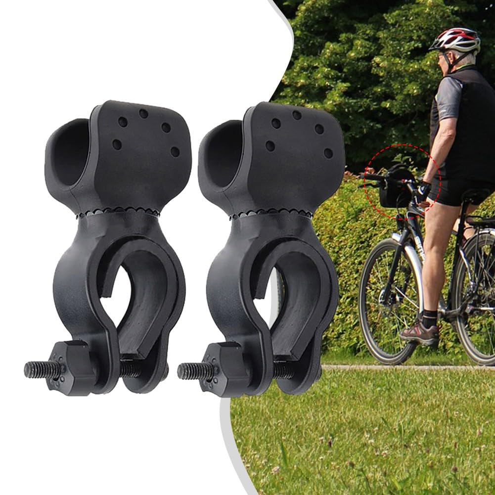 Support Lampe Vélo Réglable 360° - Lot De 2, Fixation Caoutchouc Pour Guidon, Noir, Compatible Avec La Plupart Des Lampes - 5