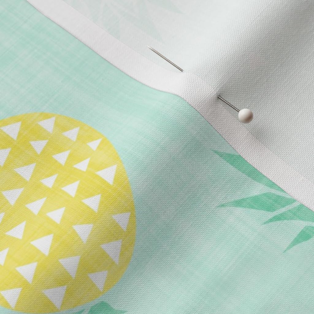Spoonflower Fabric - Pineapple Texture Fruit Yellow Mint Triangles Pineapples Food Kitchen Printed on Petal Signature Cotton Fabric by The Yard - Sewing Quilting Apparel Crafts Decor