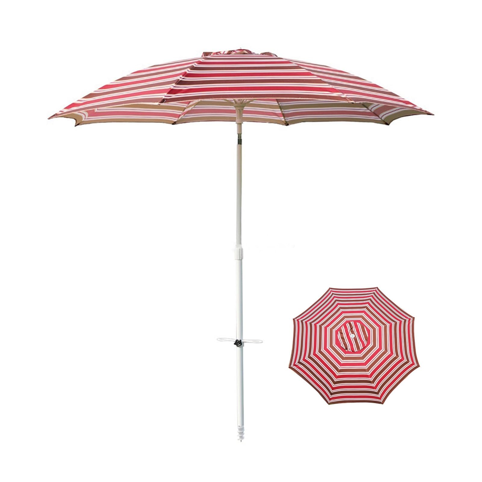 Parasol tarasowy 2,1 m, ochrona przed promieniowaniem UV, parasol z aluminiowym drążkiem i regulacją nachylenia, 8 żeber do ogrodu, na plażę i trawnik