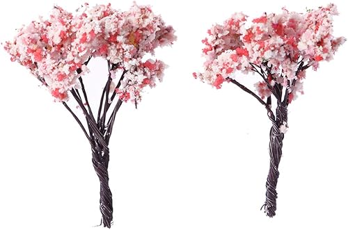Healifty 10 piezas de árbol artificial realista flor de cerezo adorno mini árbol de flores para maceta, flores decorativas para jardín de hadas,