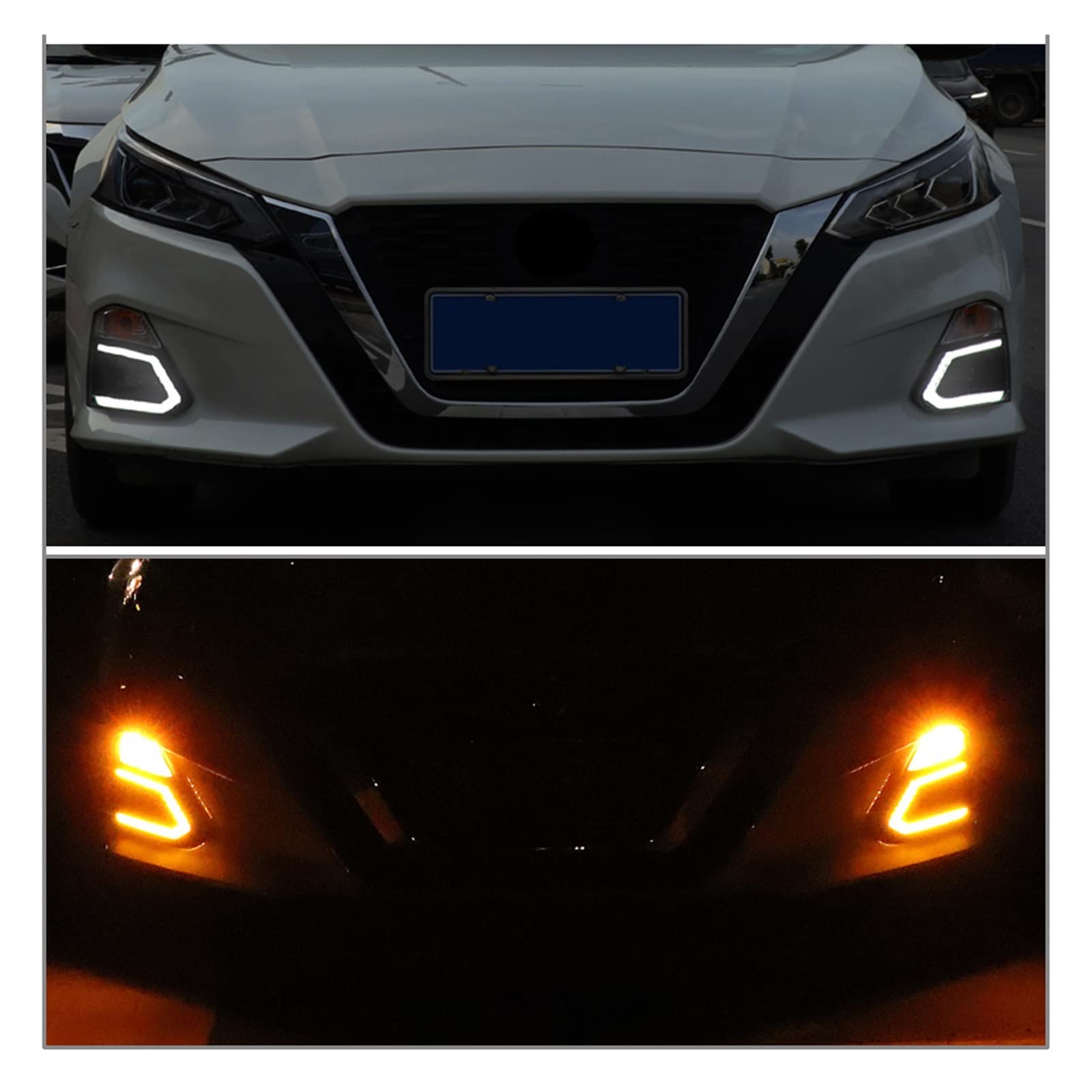 Światła przeciwmgielne 2 Szt. LED DRL Dla Altima Teana 2019-2020 Lampka Kierunkowskazu Światła Dzienne Dwukolorowe Akcesoria Samochodowe Części