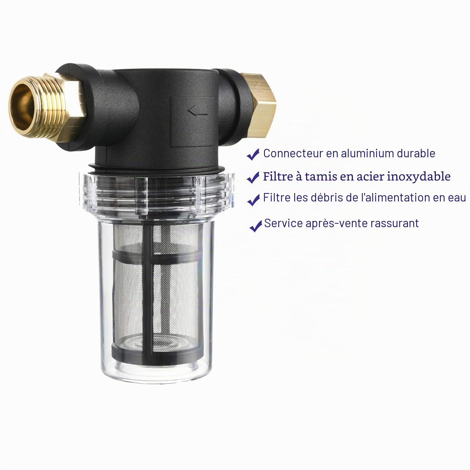 M MINGLE Filtre pour Tuyau d'Arrosage pour Nettoyeur Haute Pression Entrée d'Eau, Pipeline Filtre de Pompe à Eau pour Sédiments, Tamis 40 Mailles (420 μm), Tamis Additionnel 100 Mailles (150 μm)