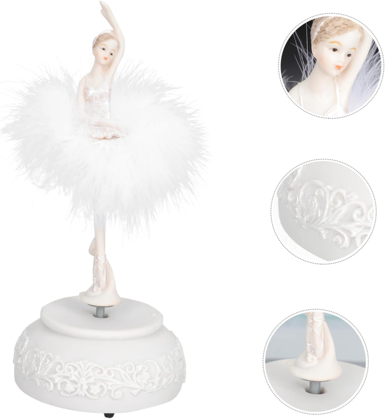 Unomor Ballet Girl Rotating Musical Box Elegant Resin Adornment for Valentine's Day Plays Melody Decoration for Women and Girls Birthdays Anniversaries and Special Occasions White