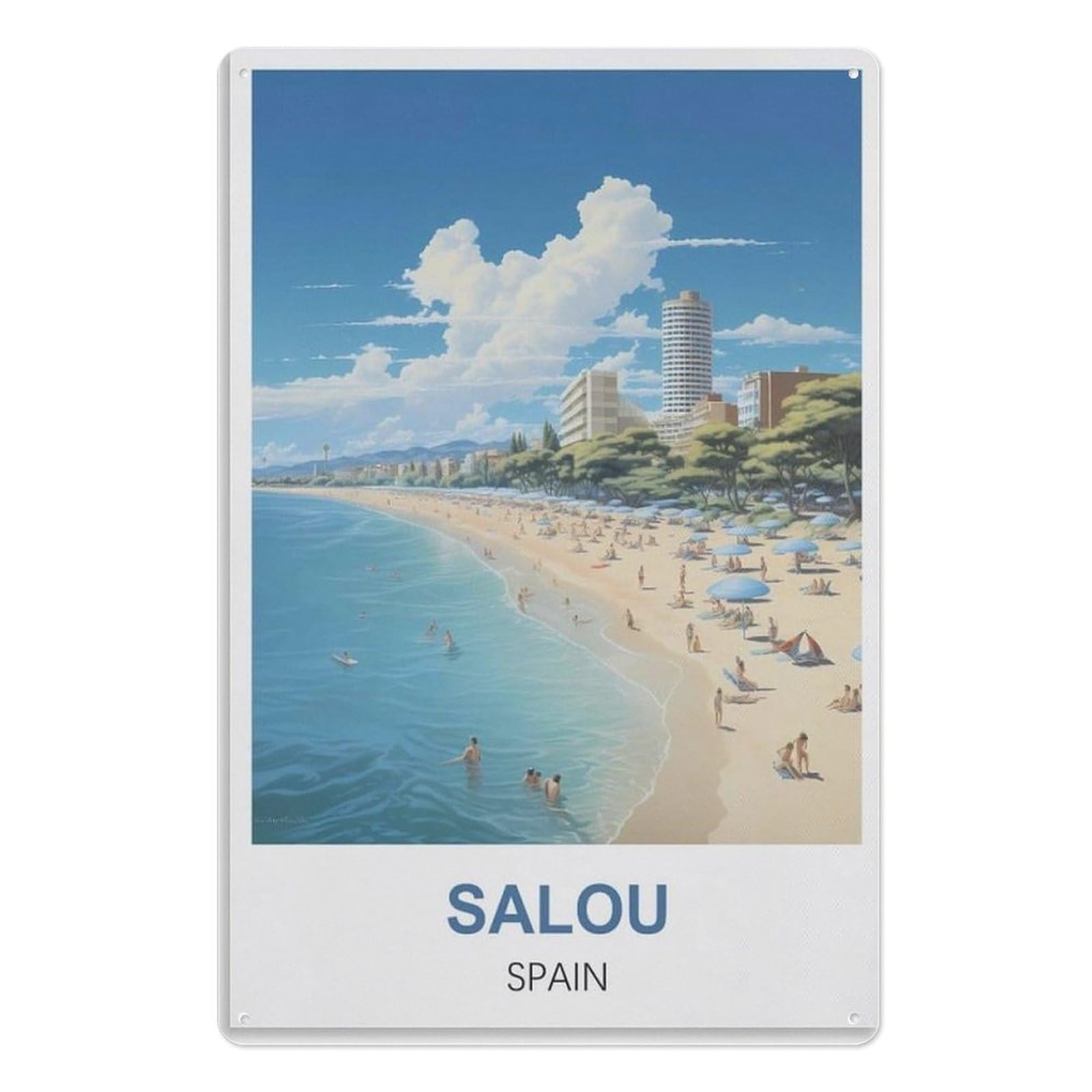 Art Decor Metal Tin Sign Art Metal Laundry Sign Laundry Room Decor And Accessories，Salou Spain20x30cm(8x12 inch) AA-1420