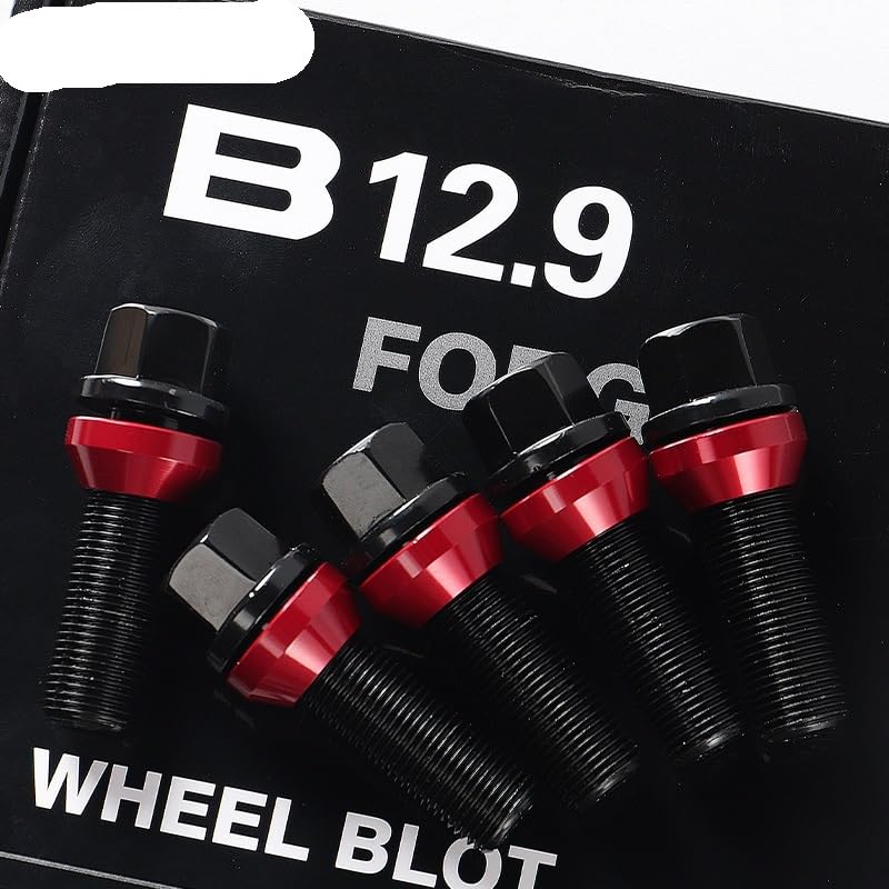 Ecrou Antivol,Boulon de Roue,Goujon de Roue Lot de 4/5 boulons et écrous forgés de qualité B12.9 Utilisation adaptée pour roues, adaptés aux modèles BMW E90/E60/E39/F10/F20/E46, adaptés aux modèles Au