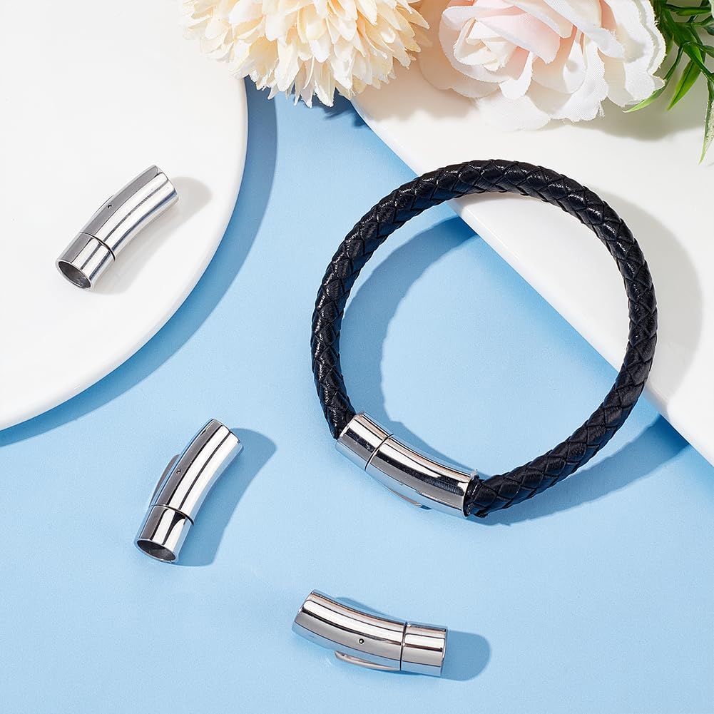 UNICRAFTALE 4 pz Fermagli per Bracciale 316 chiusure Chirurgiche A Baionetta In Acciaio Inossidabile Chiusure per Collana A Baionetta A Colonna Fermagli per Cordoncino In Pelle per Bracciali