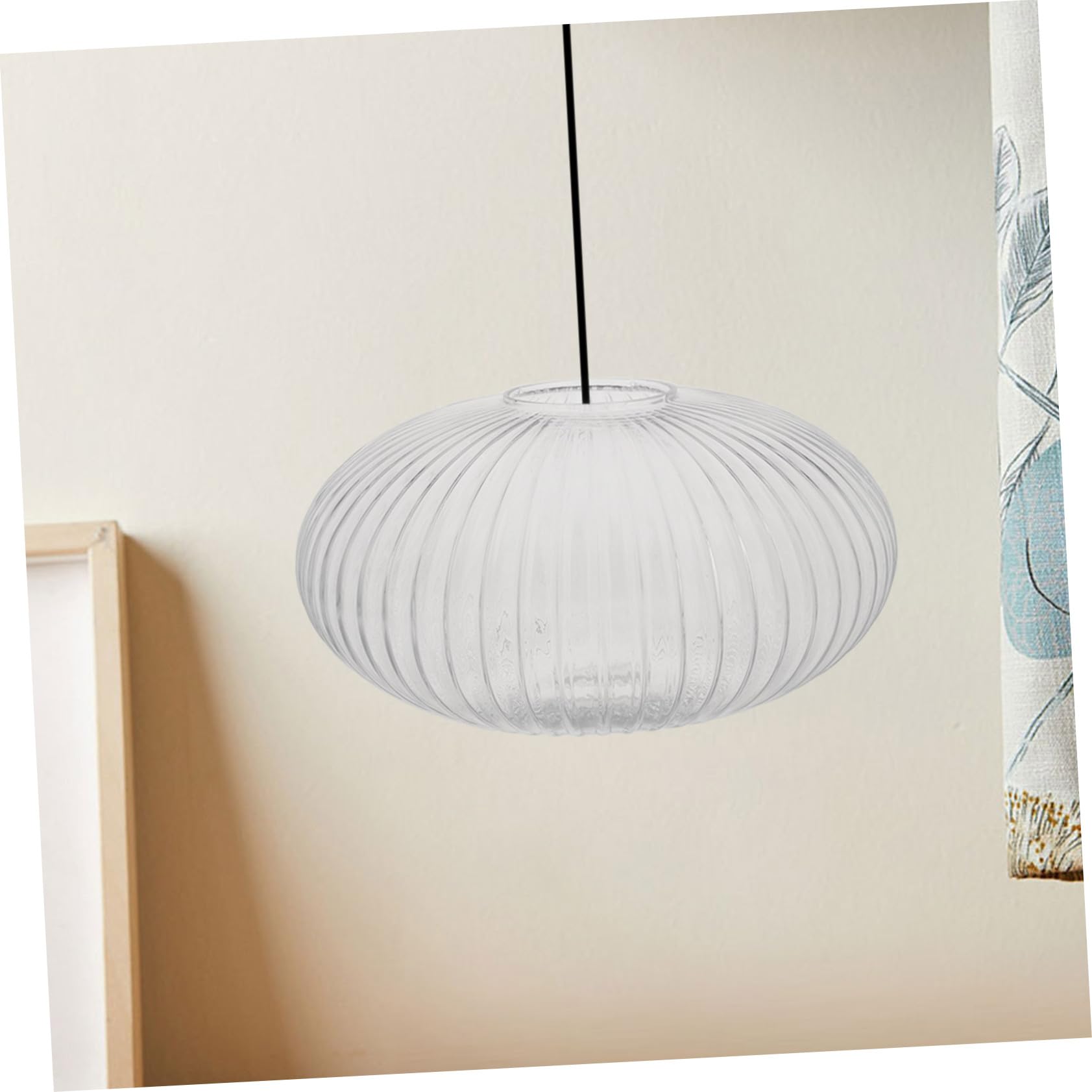 BESTYASH Pantalla de Lámpara Colgante Globo Redondo 300x170 Mm Vidrio Rayado Transparente Cubierta Iluminación Vidrio Resistente para Lámpara de Cristal Uso Interior Hogar Reemplazo
