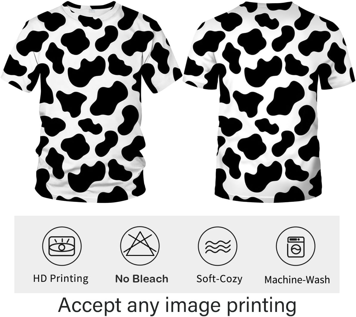 Funny Cow Graphic T-Shirt Novelty Short Sleeve Crewneck Shirt - Image 4