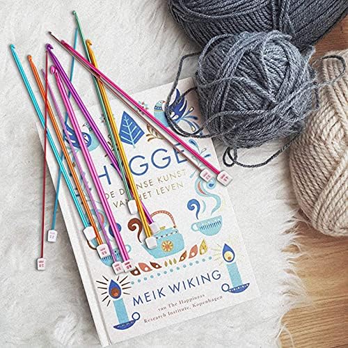 Aluminum Knitting Needles Set, Beginners Metal Multicolour Knitting Tools Set Crochet Starter Kit Tunisian Crochet Hook Knit Needles Set (Knitting Needle-11PCS) (11)
