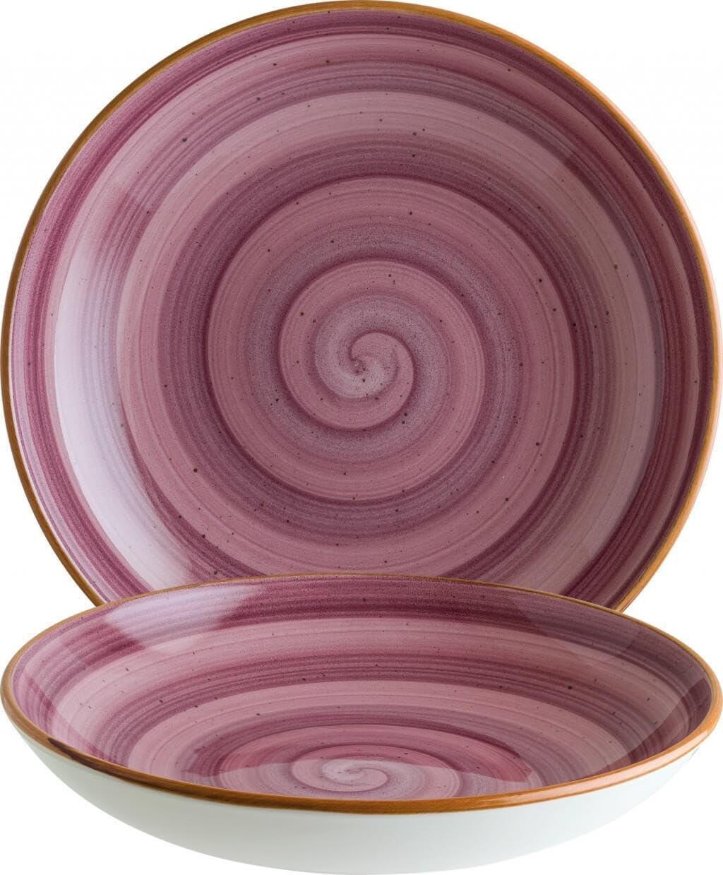 6x Suppenteller Pastateller Speiseteller Essteller Salatteller Geschirr Teller tief 23cm 100cl Lila Creme Beerenton Porzellan rund Bonna Aura Blackberry Bloom Kantenschutz