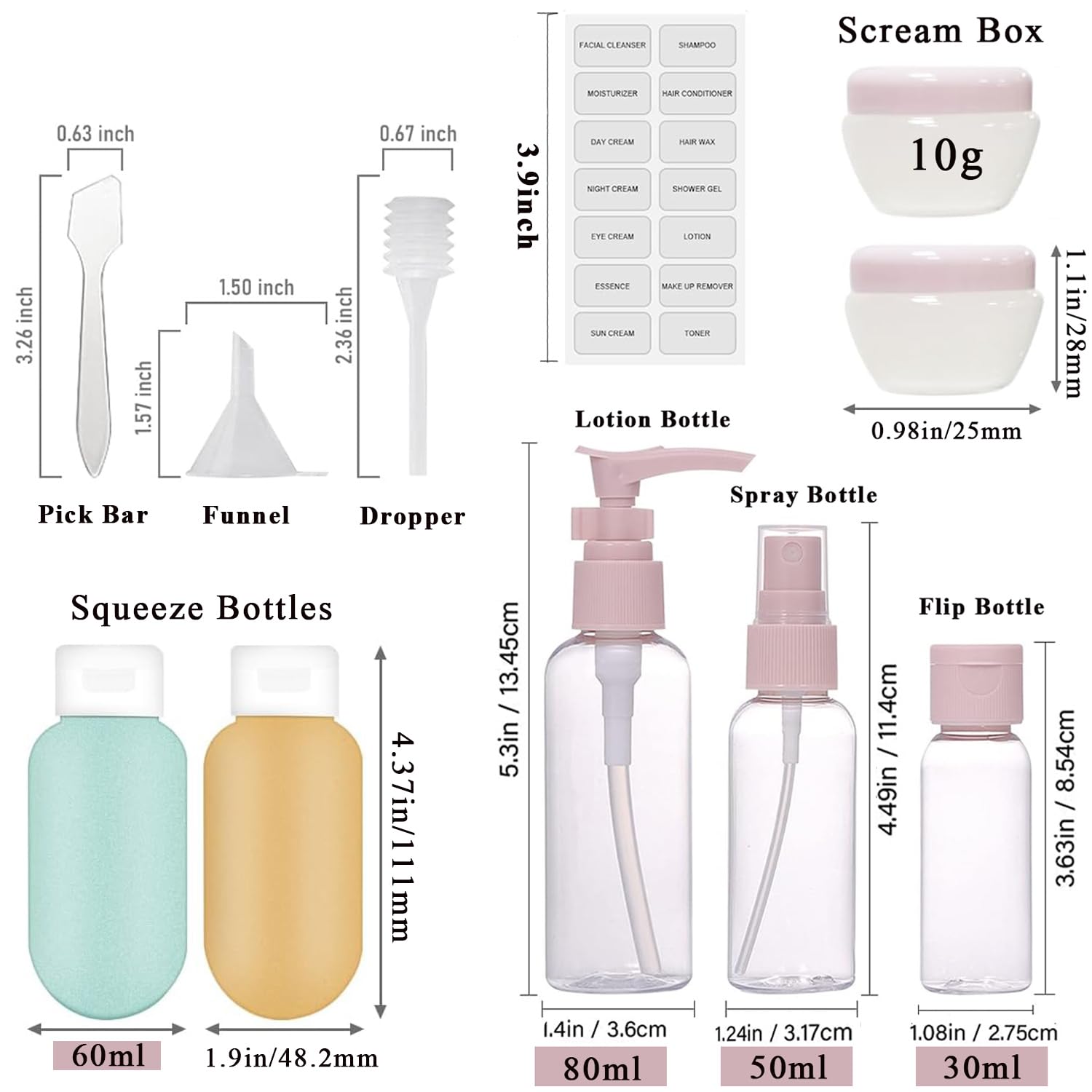 Travel Bottles for Toiletries 11 PCS Travel Containers with Clear Bag Case BPA Free Leak Proof Squeezable Silicone Bottles Kit Accessories for Cosmetic Containers Shampoo Liquids Trips Camping - Image 2