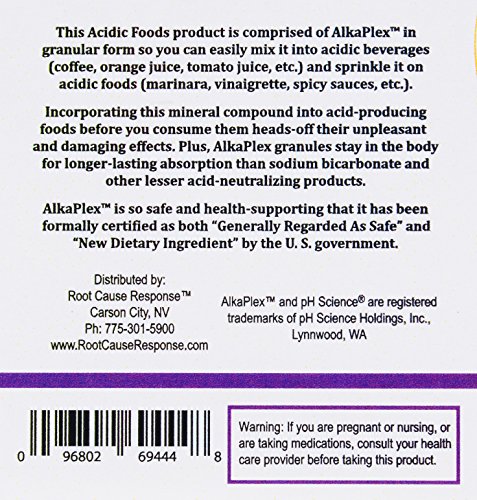 Acidic Foods - 3-oz Granules: guaranteed, scientific-breakthrough AlkaPlex(R) acid reducer to neutralize acid in foods/beverages before consuming them.