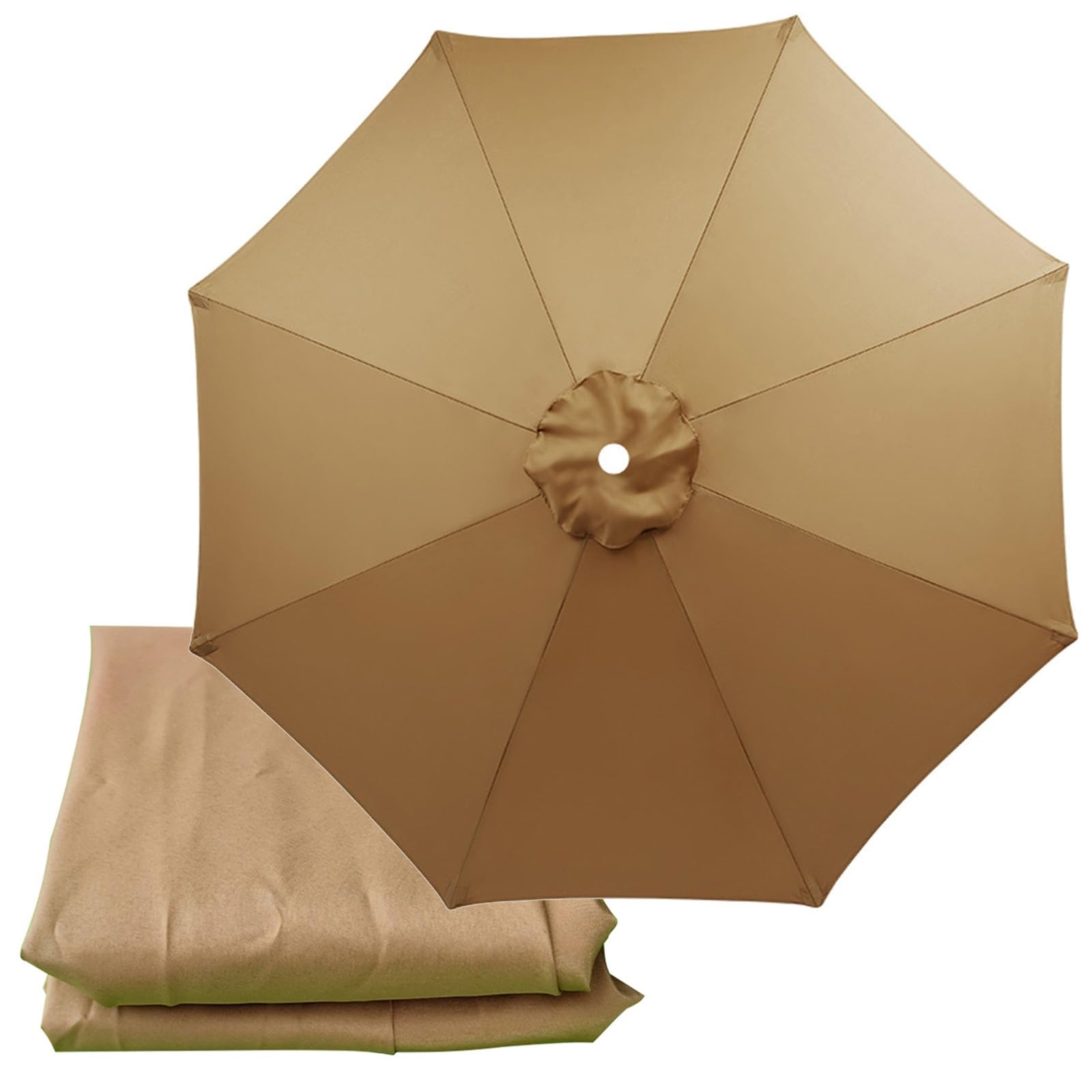Patio Replacement Parasol Cover, Market Table Umbrella Top Replacement Cloth, Replacement Parasol Fabric Canopy For Balcony Parasols, Parasol Cloth Canopy ( Color : Khaki , Size : 3m/9.8ft (8Rib) )