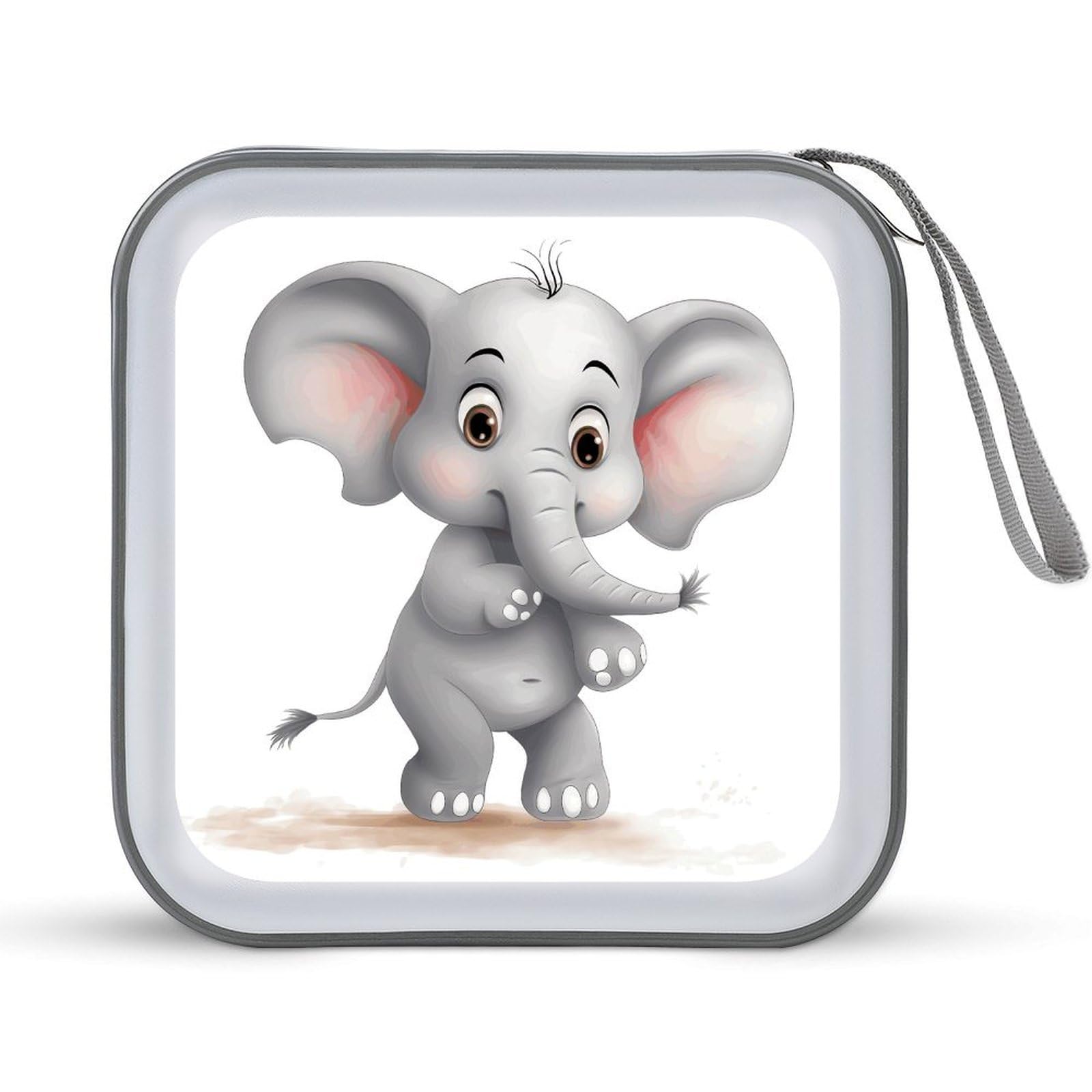JTREHY Cute Elephant CD Case 40 Capacity Case Zipper CD Collection Bag with Handles Cover DVD Storage Hard Plastic DVD Disc Cases Storage Binder for Car Home Office Travel