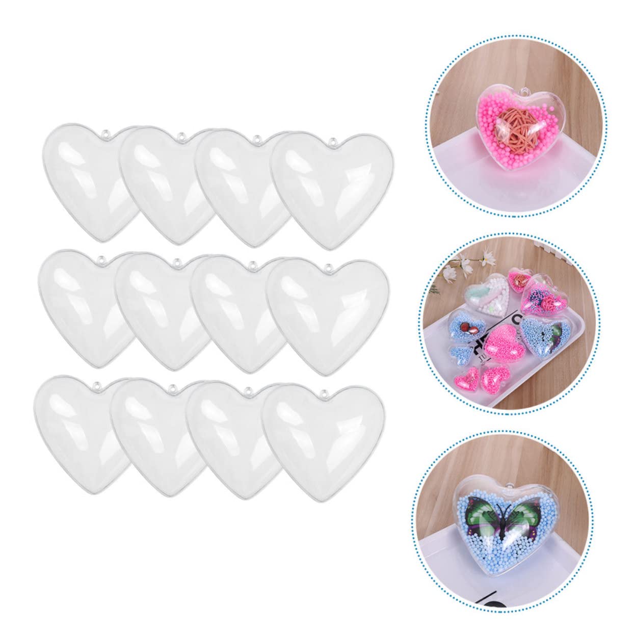 12piezas Bolas Decorativas Transparentes Rellenables Forma De Corazón Decoración San Valentín Colgantes