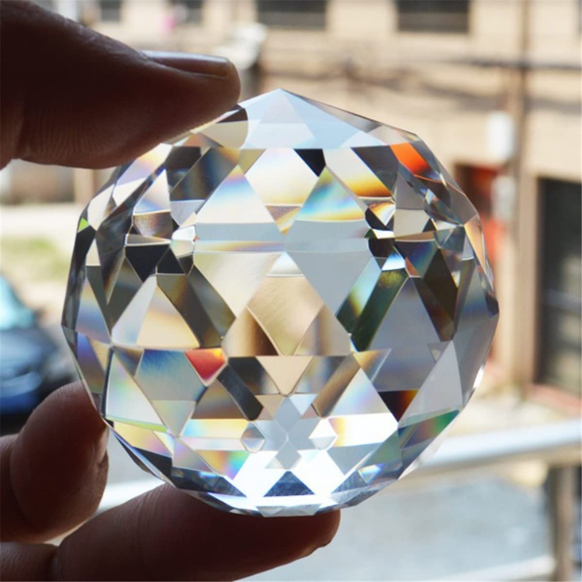 YONGERN 25/30/40mm Clear Crystal Sphere Faceted Gazing Ball Prisms Sun Catcher Rainbow (Color : 30mm)