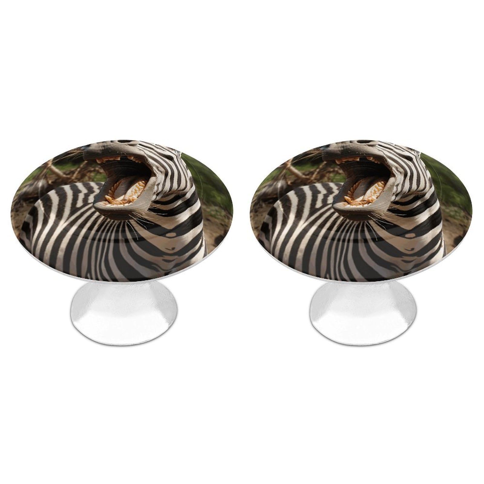 Fodpand White 2 Pack Cabinet Knobs 1.1 Inch Single Hole Drawer Pulls Handles Decorative Funny Zebra Furniture Knobs For Dresser Kitchen Bathroom Cupboard Wardrobe Vanity Closet Door Hardware