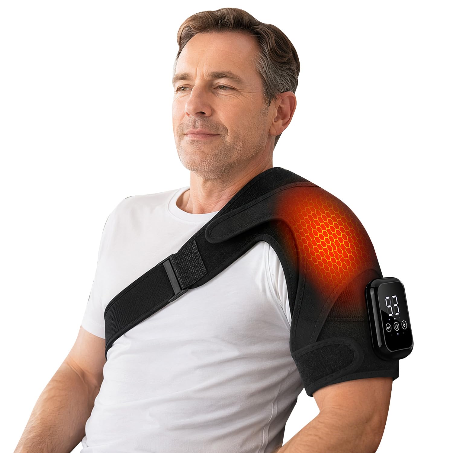 Triple Methode Schulter Massagegerät, Massagegerät mit 3 Heizstufen&3 Vibrationsmodi, Schulterbandage Schultergurt, Schulterschmerzenlinderung, Schultermassage Geschenke für Eltern Büroangestellte