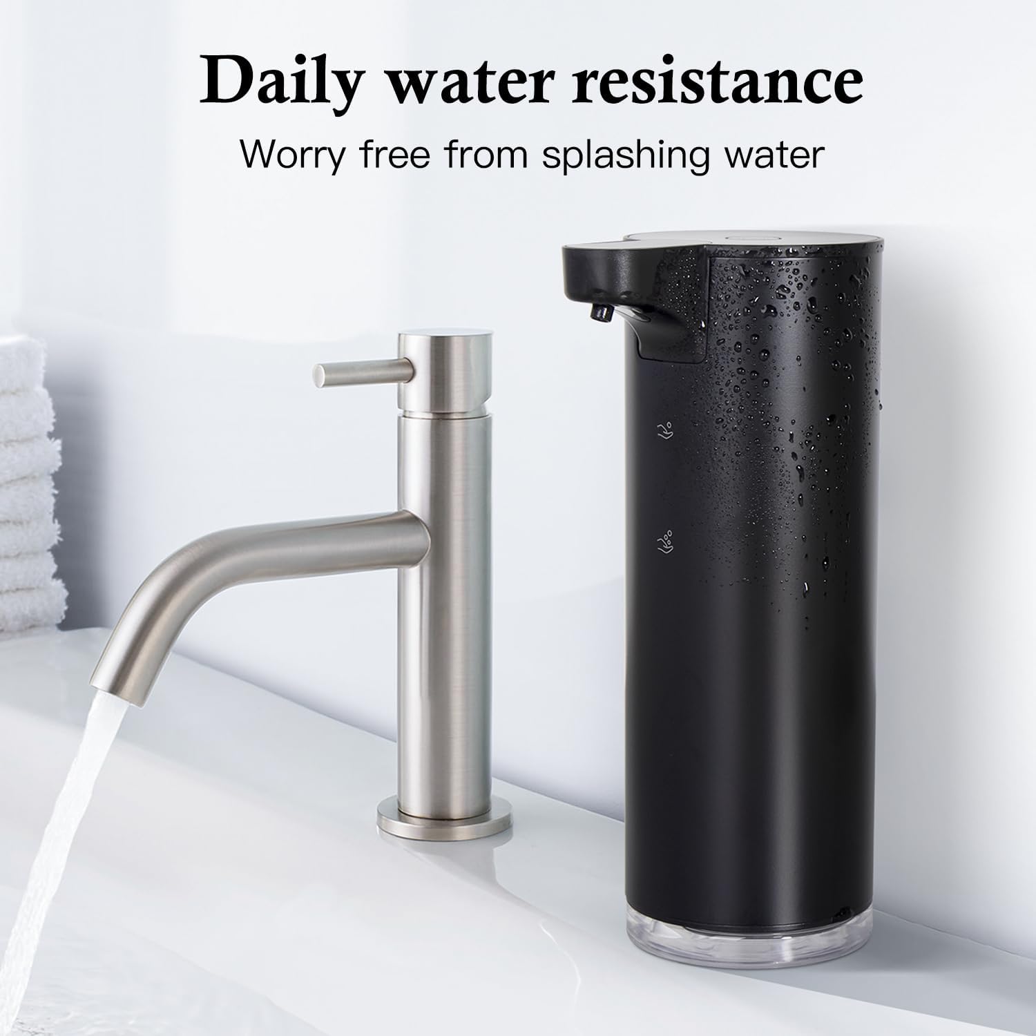 LAOPAO Automatic Soap Dispenser Foaming: Rechargeable Touchless Soap Dispenser Stainless Steel Foam Soap Dispenser for Bathroom Hand Soap Pump for Kitchen Xmas Gift, 9oz, Black - Image 5