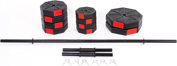 Tan Sports 50 Kg (150 cm) FLAT BAR + Z BAR Dumbbell Weight Weightlifting FULL SET Red Cover
