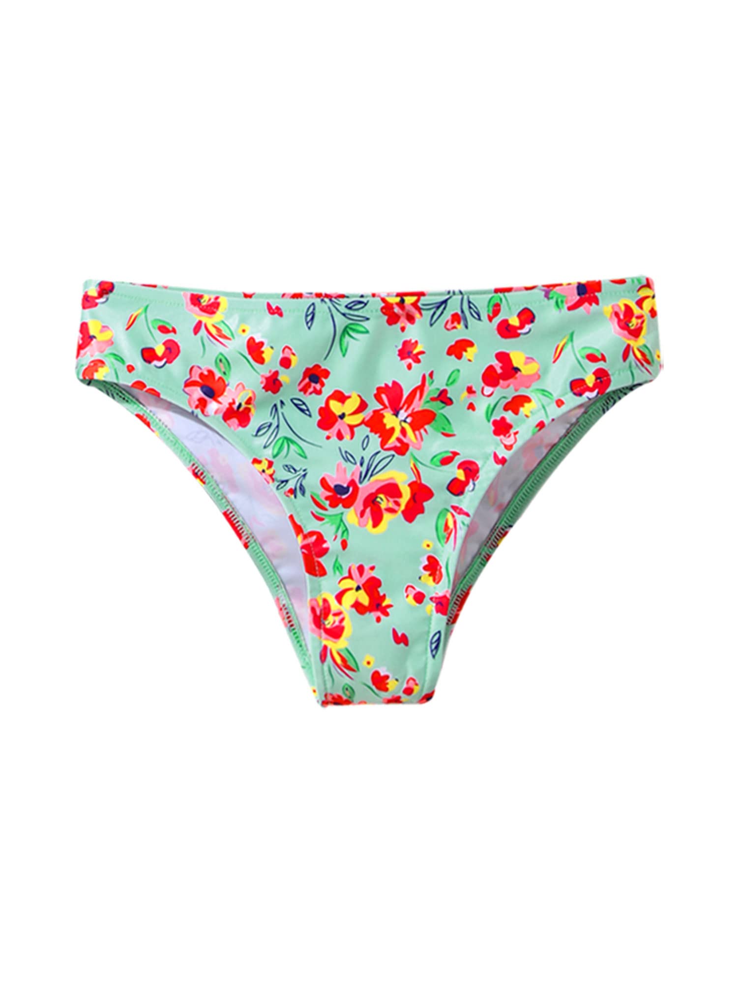 IEFIEL Braguita Bañador para Niña Braguita de Playa Natación Braga de Bikini con Estampado Flores Hawaiano Ropa de Baño Secado Rápido 3-16 Años