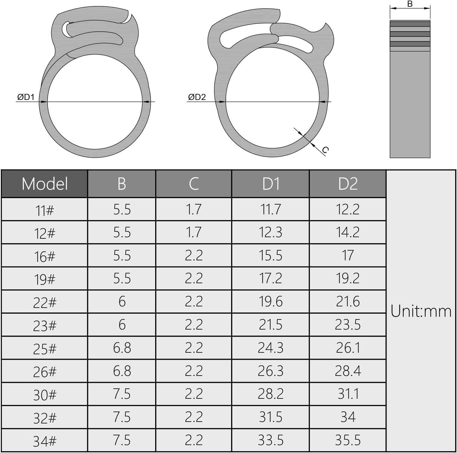 Yinpecly Schlauchschellen – 8 Stück, 21,5–23,5 Mm, Nylon, Verstellbar, Schneller Verschluss